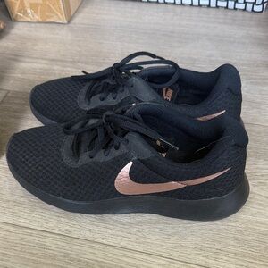 Nike Black and Rose Gold Sneakers with Breathable Mesh